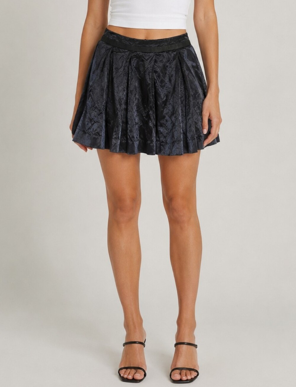 See by Chloe Crushed Satin Black Mini Skirt